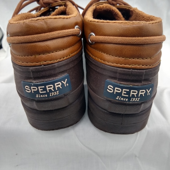 SPERRY Womens 8.5M Brown Duckling TopSider LeatherRubber Ankle LaceUp Boot - Picture 2 of 11